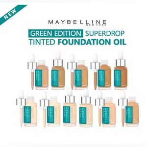 ✨⚡️💥New Maybelline Green Edition Superdrop Tinted Oil Base Makeup choose AShade